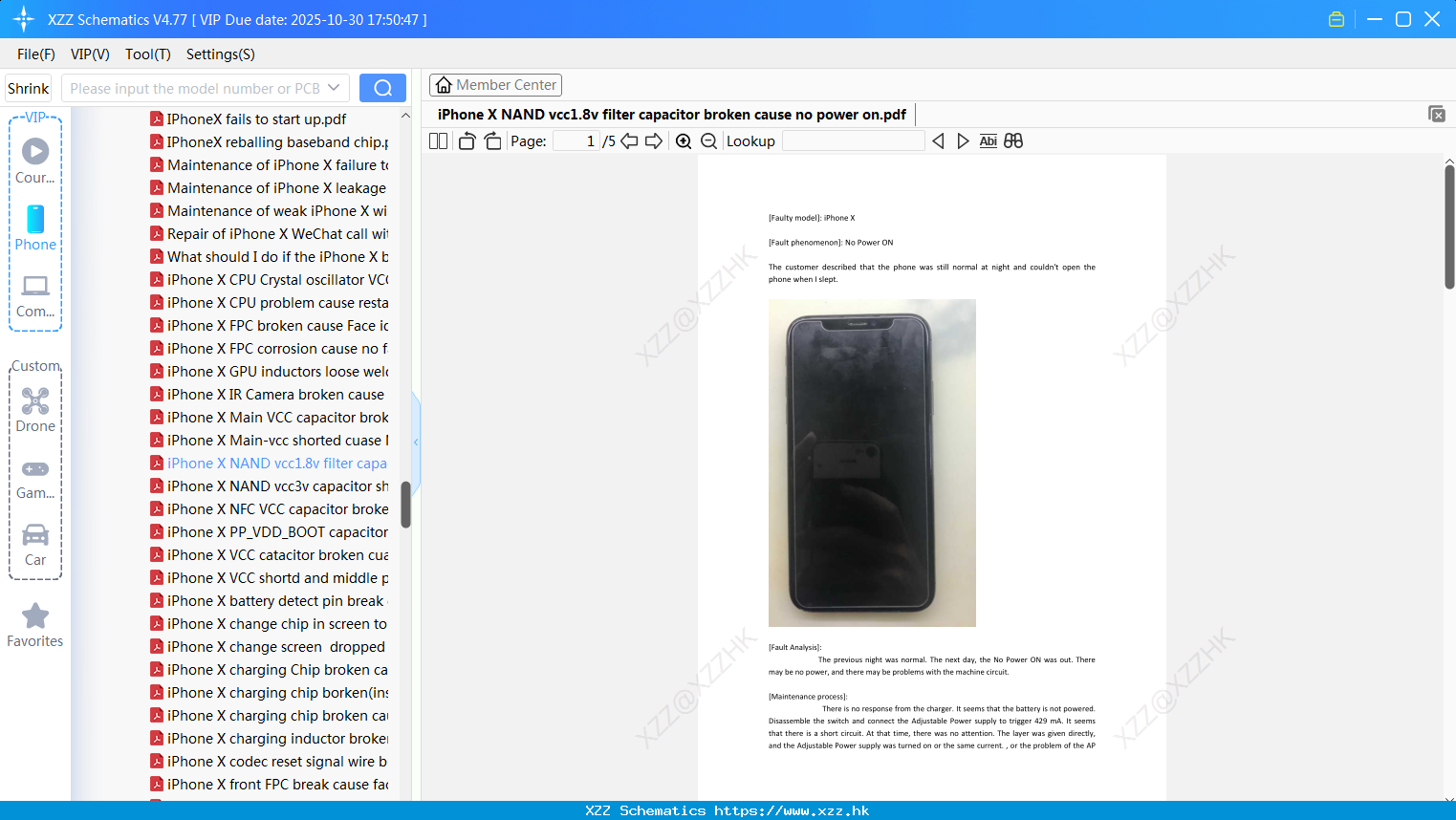 IPhone X NAND Vcc1.8v Filter Capacitor Broken Cause No Power On